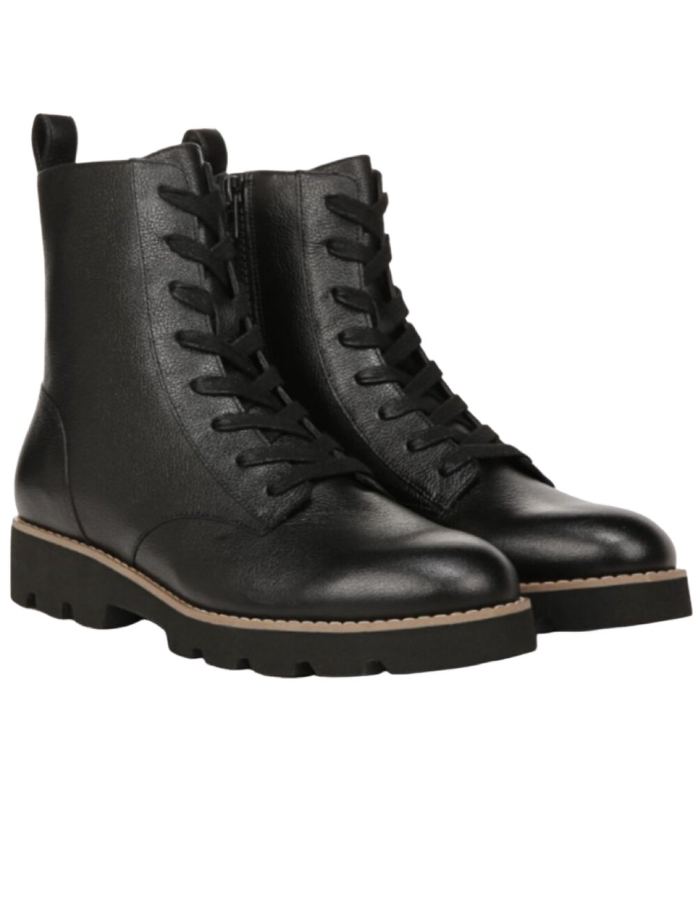 VIONIC Lani Black Leather Combat Boots Women’s Size 9 Lug Sole